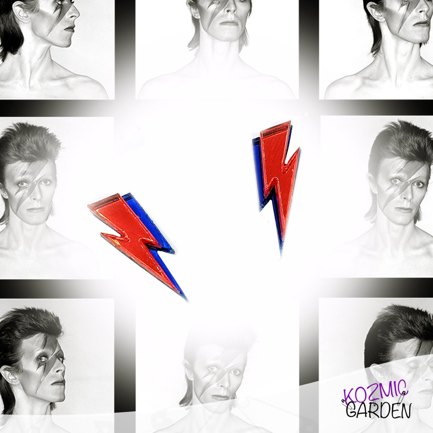 David Bowie Lightning Bolt Stud Earrings - Smile Like A Reptile!