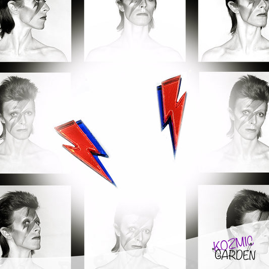 David Bowie Lightning Bolt Stud Earrings - Smile Like A Reptile!