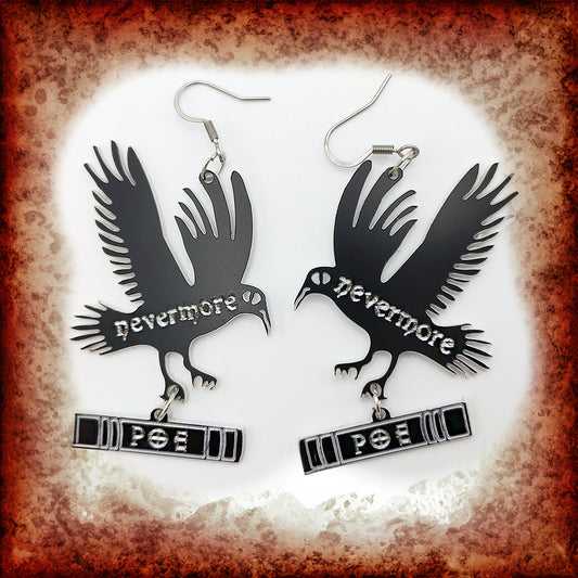 Poe's Nevermore Raven Earrings | Wear the poetry!