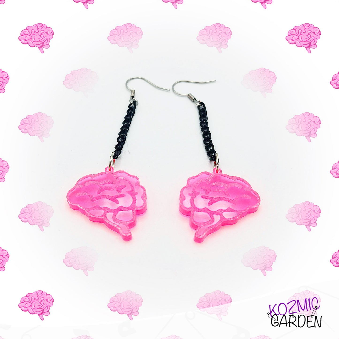 Neon Pink Brain Earrings – Wake up your Inner Mad Scientist!