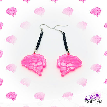 Neon Pink Brain Earrings – Wake up your Inner Mad Scientist!