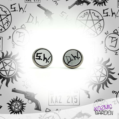 Supernatural DW & SW Initials Stud Earrings | Join the Hunt!