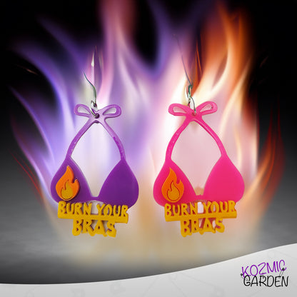 BURN YOUR BRAS EARRINGS - Ignite the Feminist Fight!