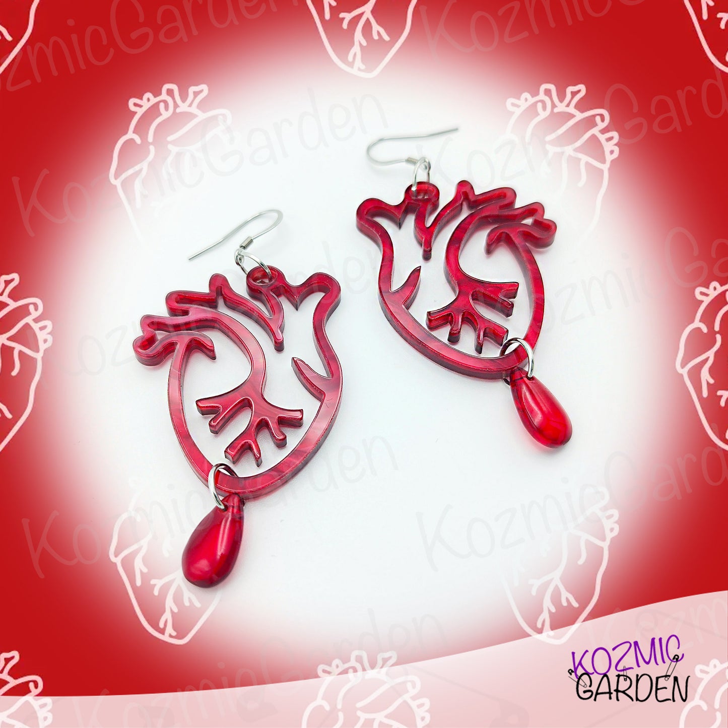 Anatomical Heart Earrings with Blood Drop – Dare to be my Valentine?