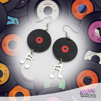 Vinyl Disc Earrings with Musical Note | Hit all the right notes!