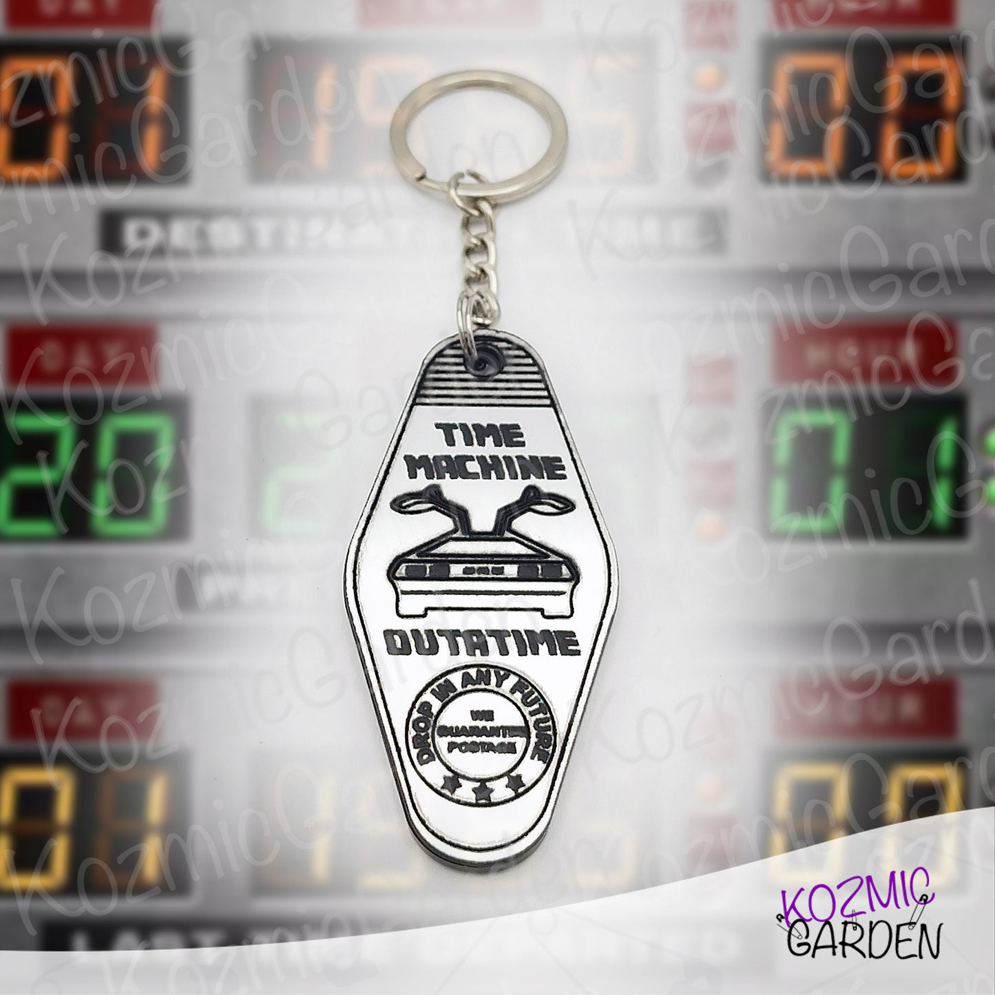 Back to the Future DeLorean Keychain – “Time Machine” OUTATIME – 80's Movie Accessory