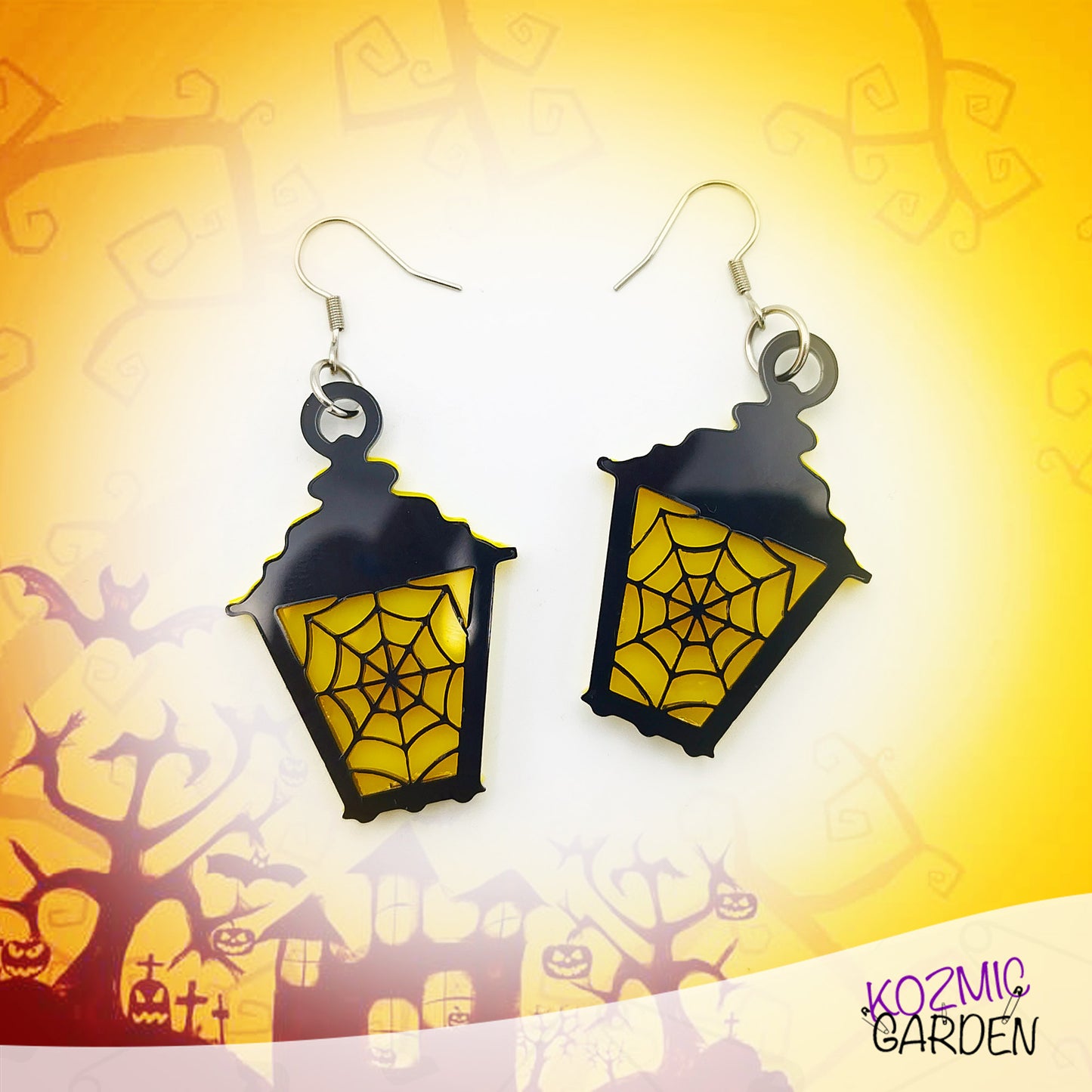 Spider Web Lantern Earrings  – Light up your Spookiness!