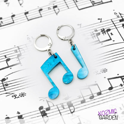 Musical Note Earrings – Pearl Blue Quaver & Crotchet 🎶