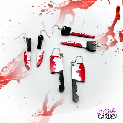 Bloody Knife, Saw and Butcher Knife Earrings | Unleash Your Inner Slasher!