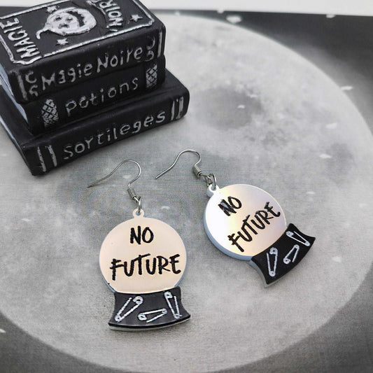 Punk Witch "No Future" Crystal Ball Earrings - Kozmic Garden