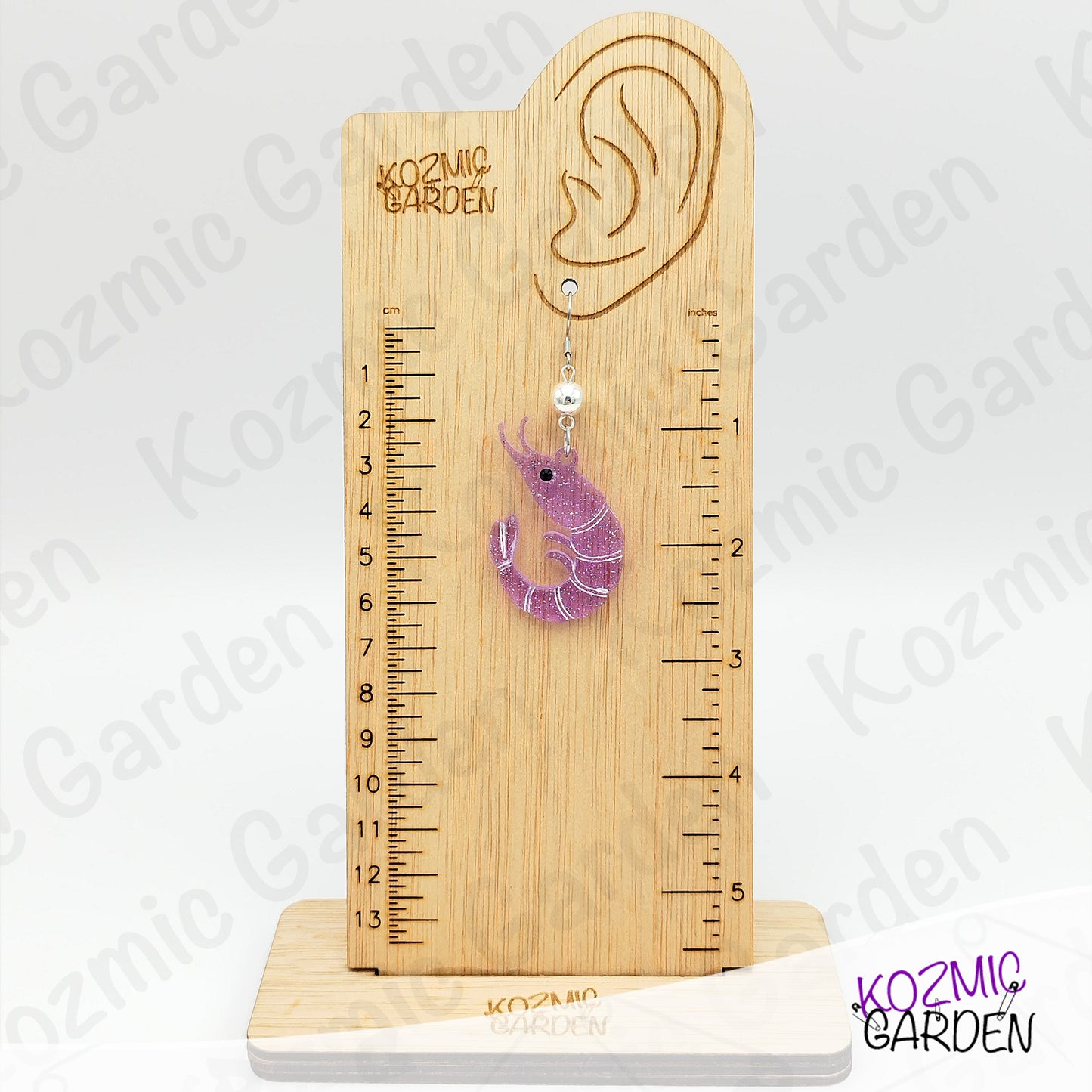 Purple Glitter Shrimp Earrings - Tiny shrimp, big sparkle – fun earrings for quirky style lovers!