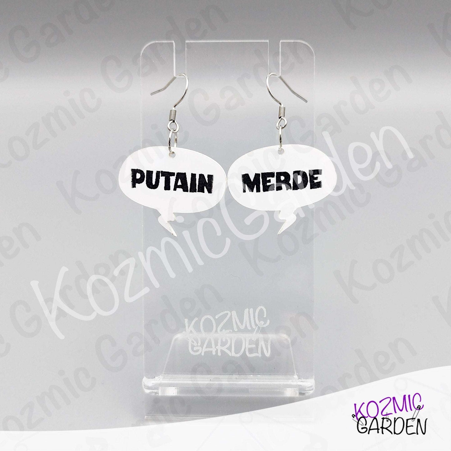 Funny French Swear Words Comic Earrings | Putain | Bordel | Merde  | Humorous Statement Jewelry