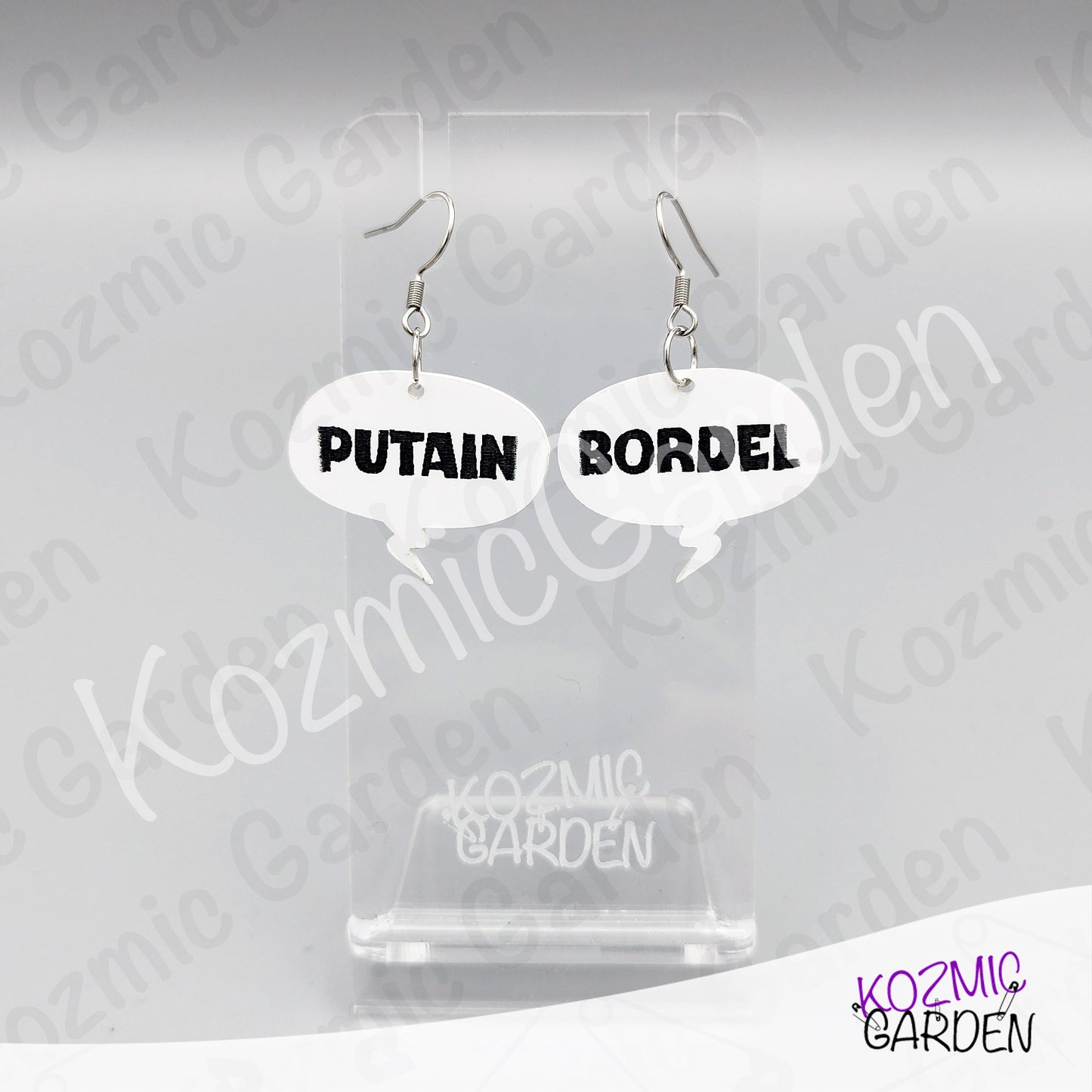 Funny French Swear Words Comic Earrings | Putain | Bordel | Merde  | Humorous Statement Jewelry
