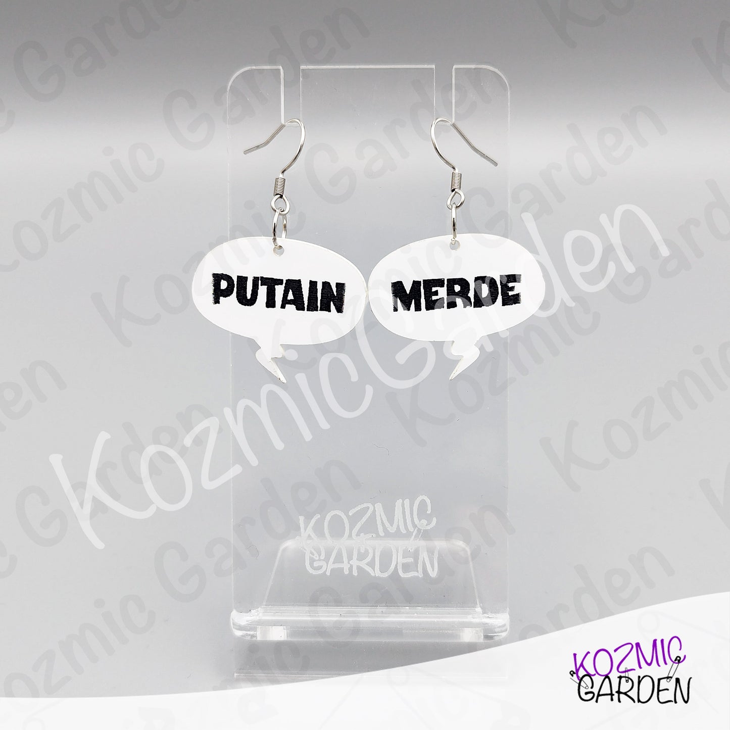 Funny French Swear Words Comic Earrings | Putain | Bordel | Merde  | Humorous Statement Jewelry