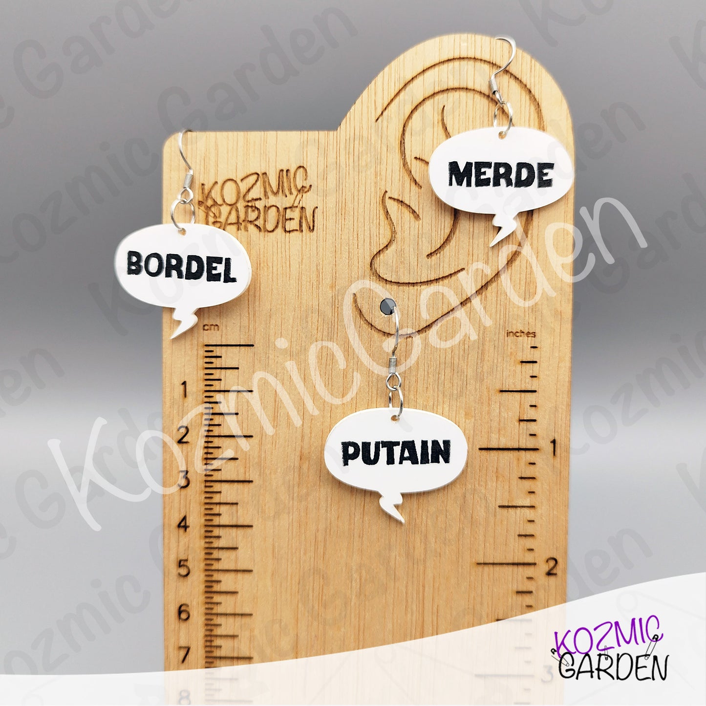 Funny French Swear Words Comic Earrings | Putain | Bordel | Merde  | Humorous Statement Jewelry