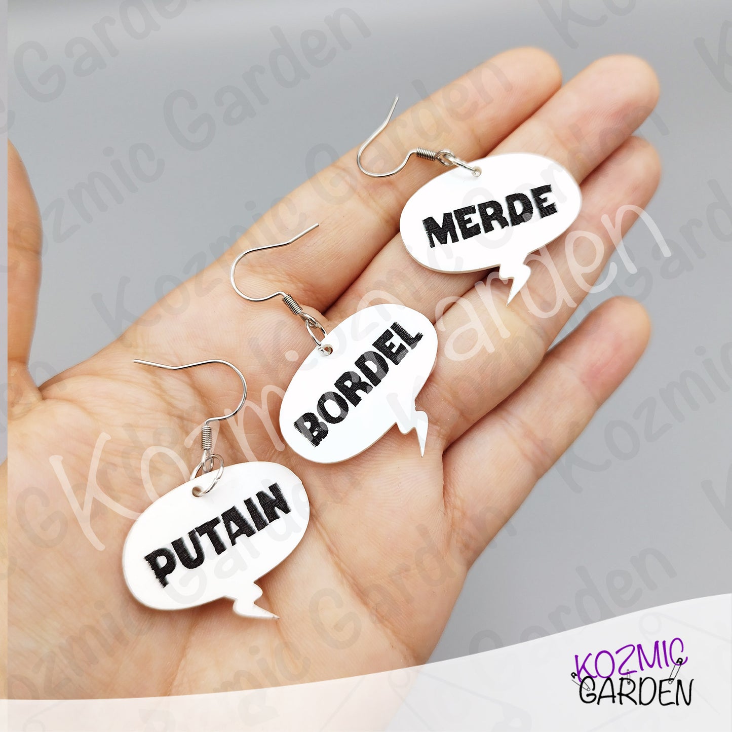 Funny French Swear Words Comic Earrings | Putain | Bordel | Merde  | Humorous Statement Jewelry