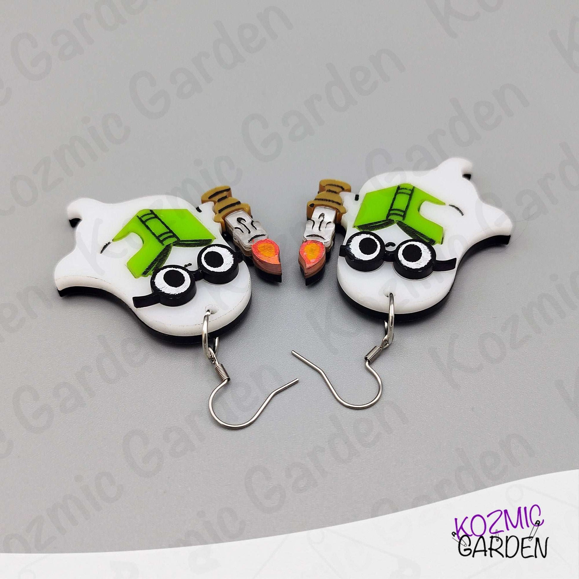Reading Ghost Earrings – Spooky-Cute phantom Reading a Book & Holding a Candle