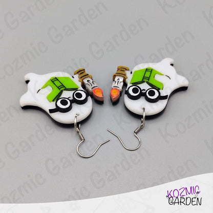 Reading Ghost Earrings – Spooky-Cute phantom Reading a Book & Holding a Candle