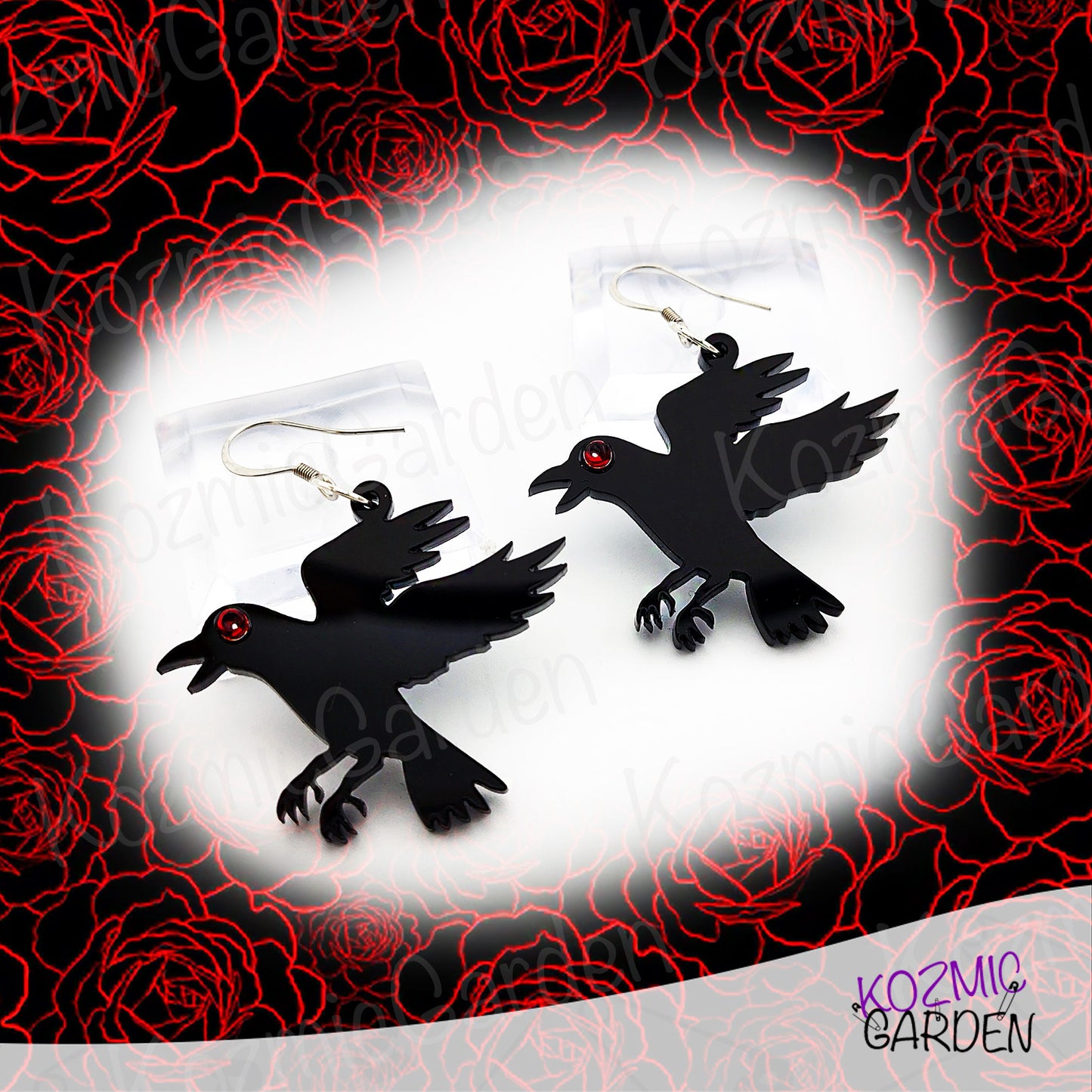 FLYING RAVEN EARRINGS | Where elegance meets gothic allure!