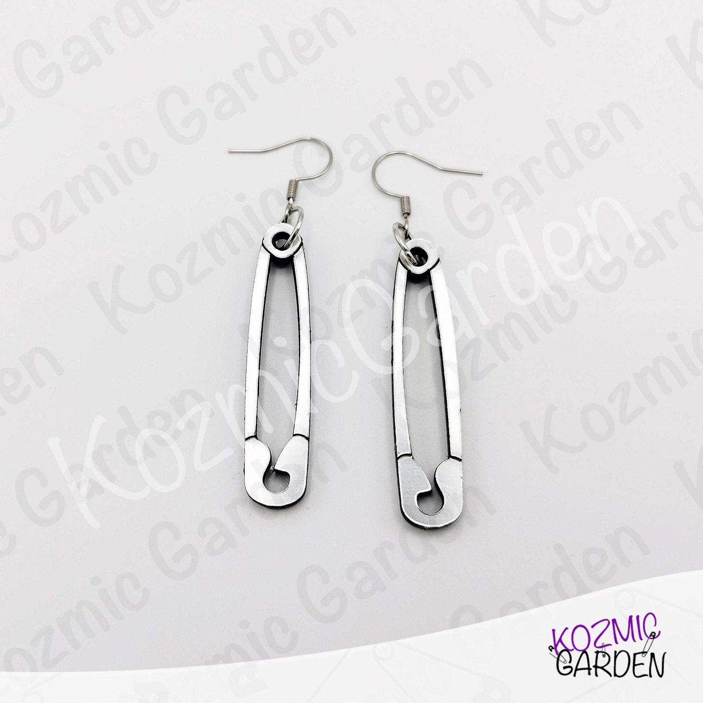 Silver Safety Pin Acrylic Earrings | Funny Punk Jewelry