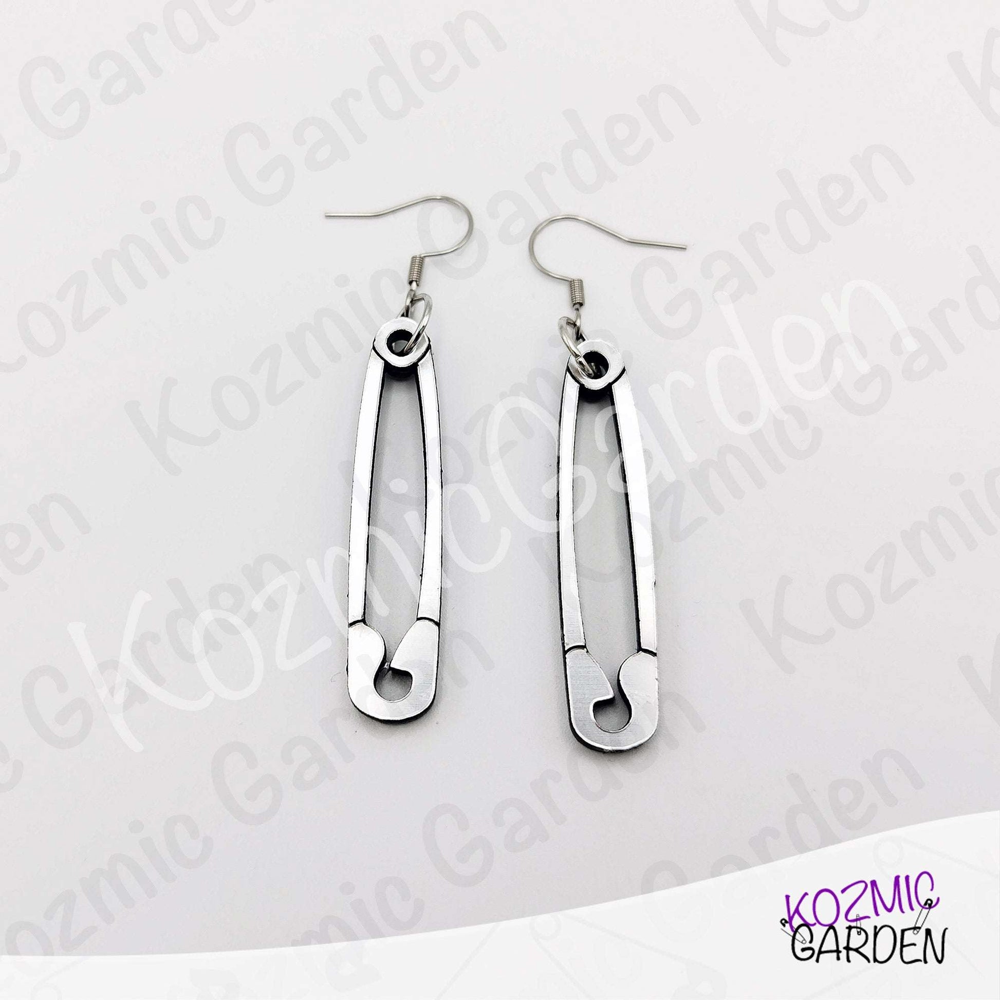 Silver Safety Pin Acrylic Earrings | Funny Punk Jewelry
