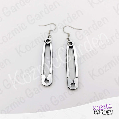Silver Safety Pin Acrylic Earrings | Funny Punk Jewelry