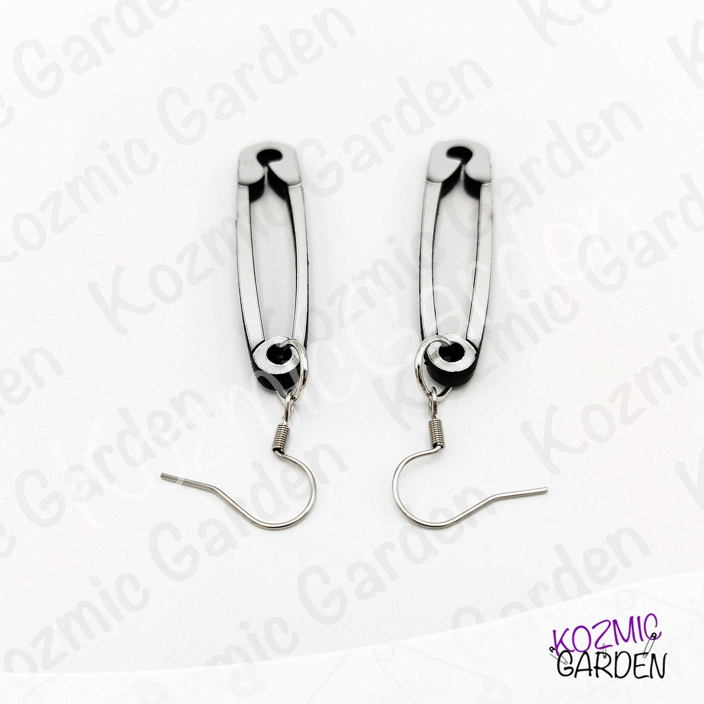 Silver Safety Pin Acrylic Earrings | Funny Punk Jewelry