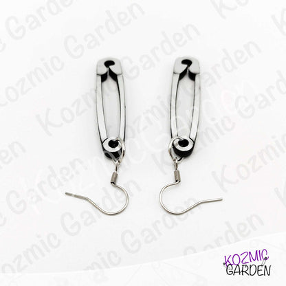 Silver Safety Pin Acrylic Earrings | Funny Punk Jewelry