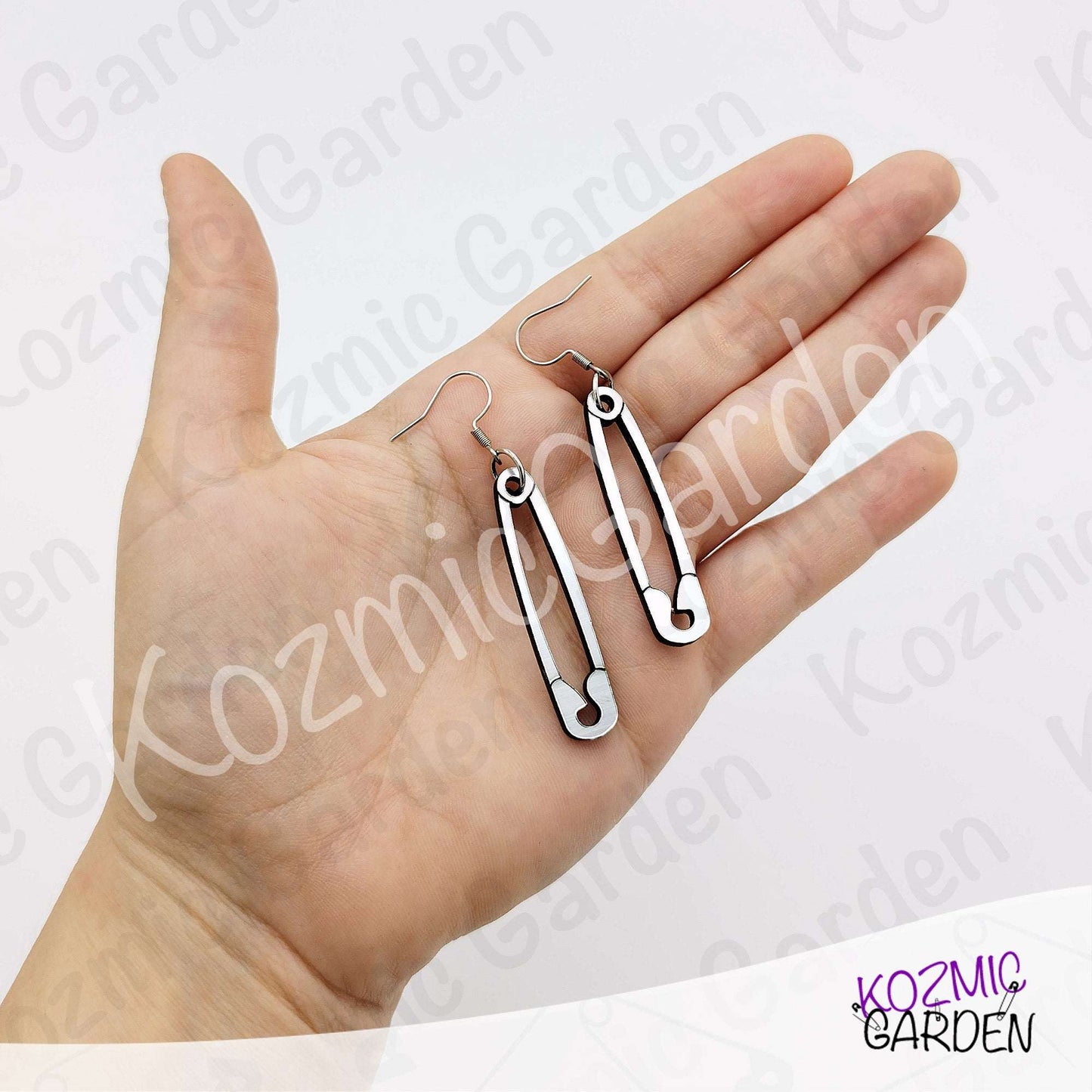 Silver Safety Pin Acrylic Earrings | Funny Punk Jewelry