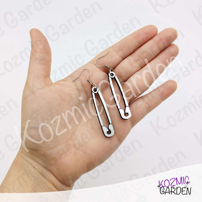 Silver Safety Pin Acrylic Earrings | Funny Punk Jewelry