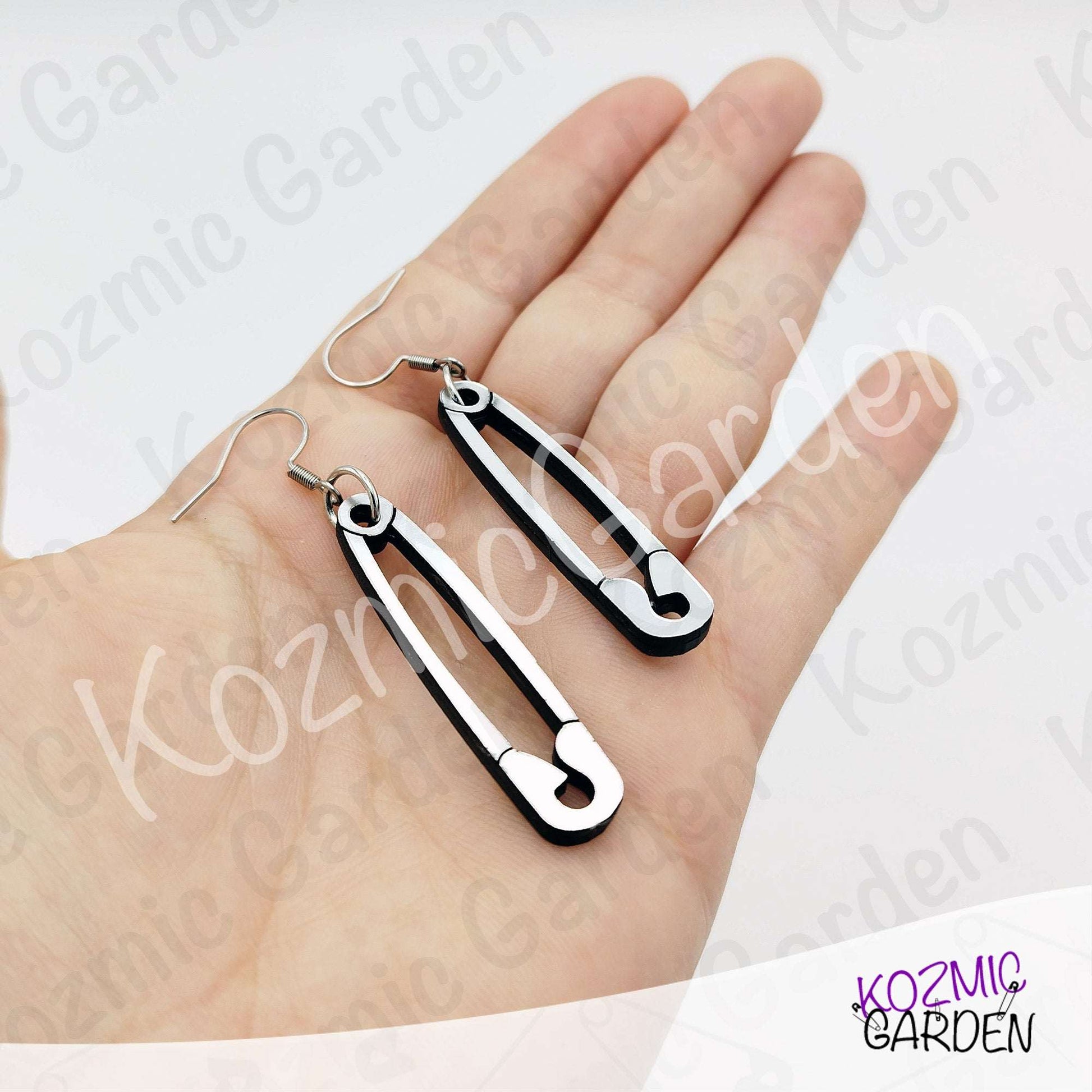 Silver Safety Pin Acrylic Earrings | Funny Punk Jewelry