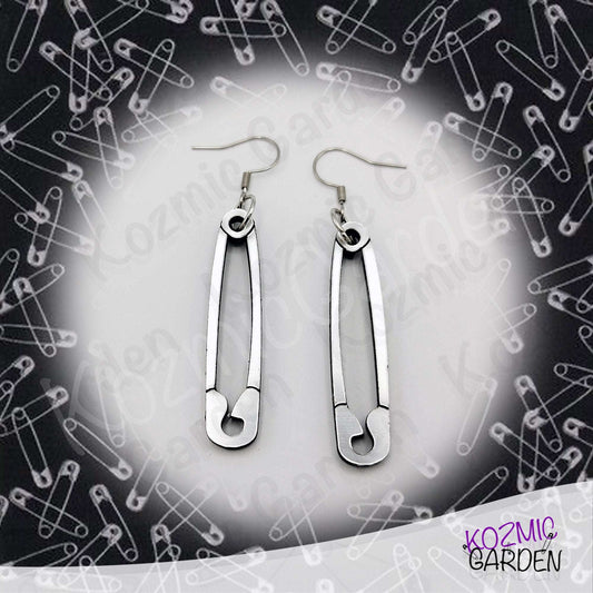 Silver Safety Pin Acrylic Earrings | Funny Punk Jewelry