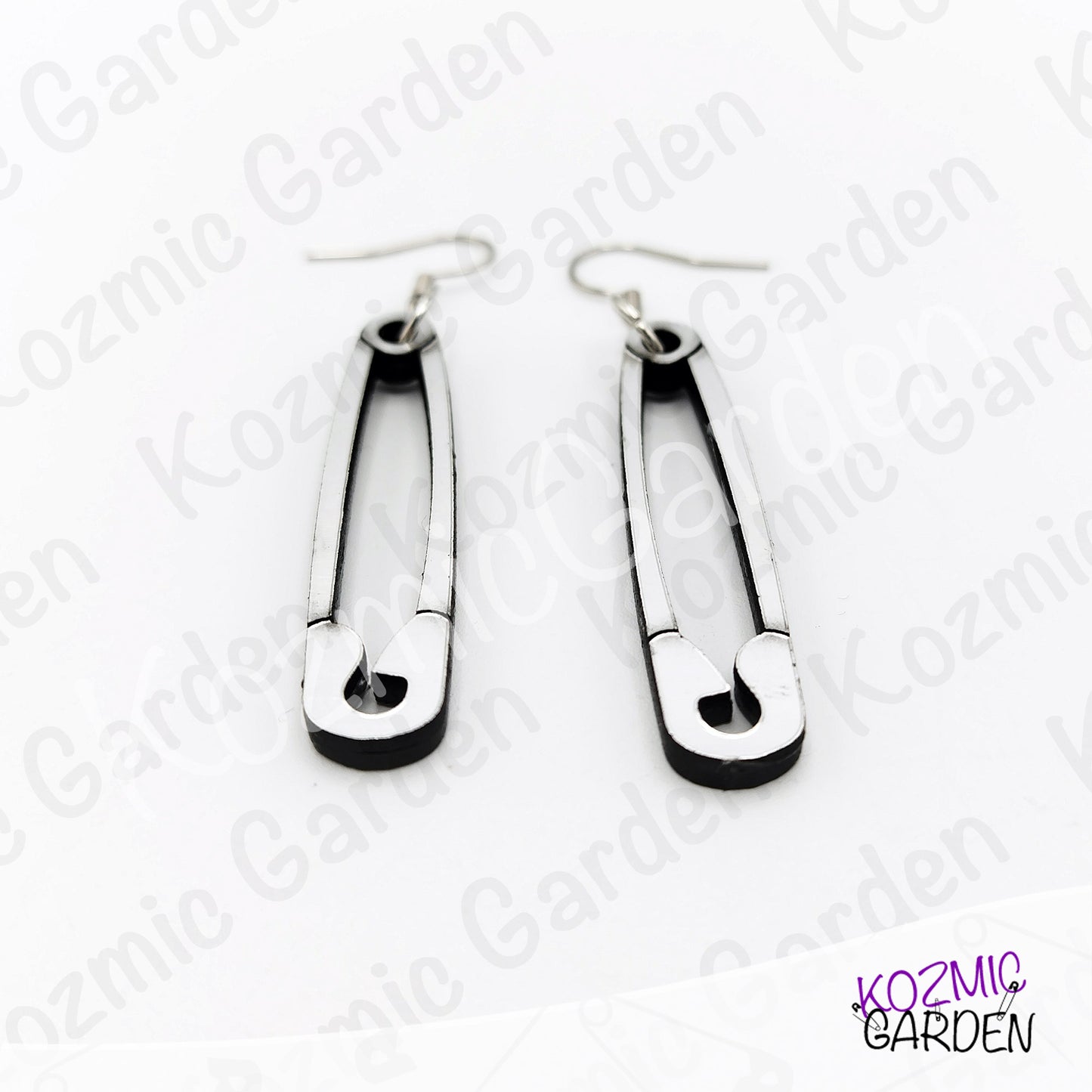 Silver Safety Pin Acrylic Earrings | Funny Punk Jewelry