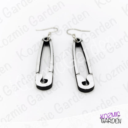 Silver Safety Pin Acrylic Earrings | Funny Punk Jewelry