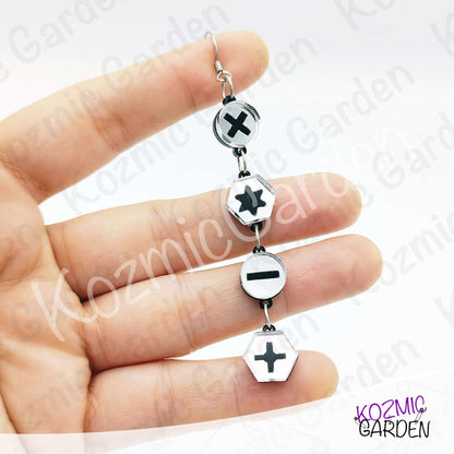 Silver Mirrored Screw Head Dangle Earrings – Laser Cut Acrylic, Industrial Chic Jewelry