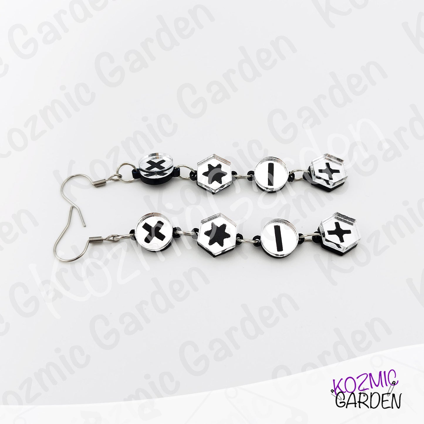 Silver Mirrored Screw Head Dangle Earrings – Laser Cut Acrylic, Industrial Chic Jewelry