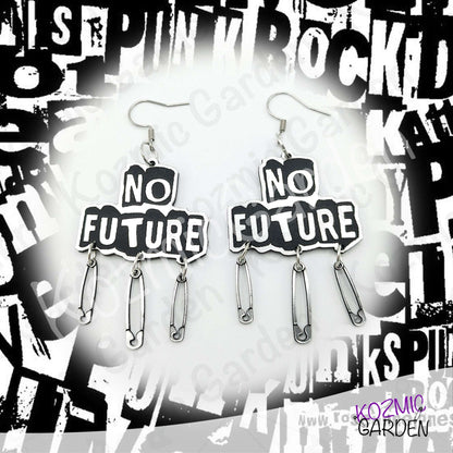 No Future Punk Earrings — Bring Back the Punk Revolution with Safety Pins ⚡