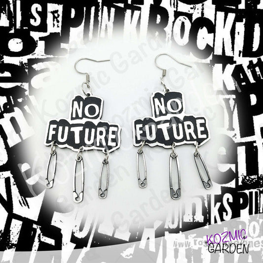 No Future Punk Earrings — Bring Back the Punk Revolution with Safety Pins ⚡