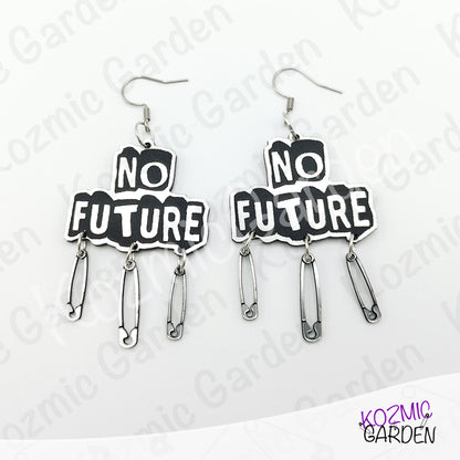 No Future Punk Earrings — Bring Back the Punk Revolution with Safety Pins ⚡
