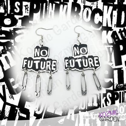 No Future Punk Earrings — Bring Back the Punk Revolution with Safety Pins ⚡