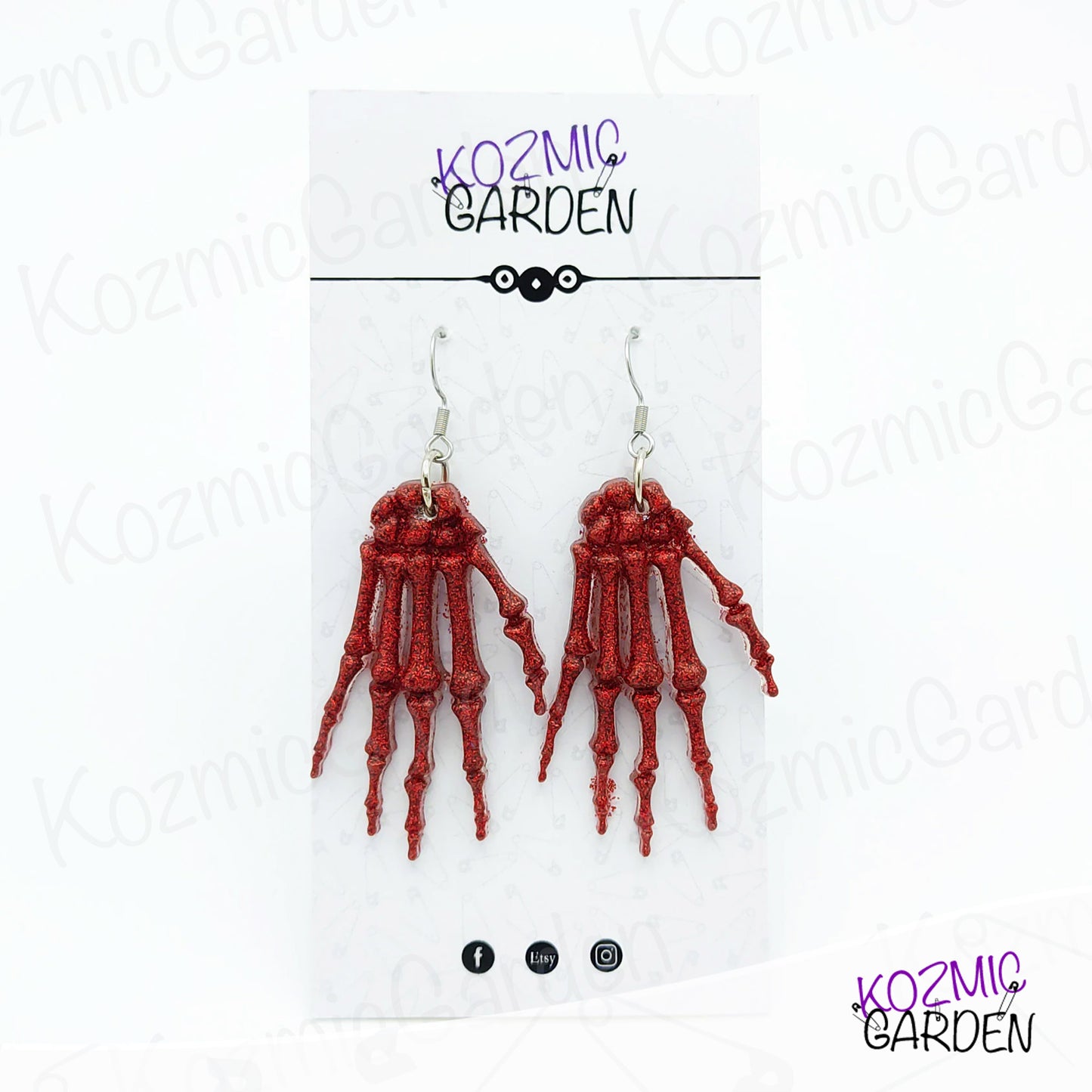 RED GLITTER SKELETON HANDS | Spook up your style!