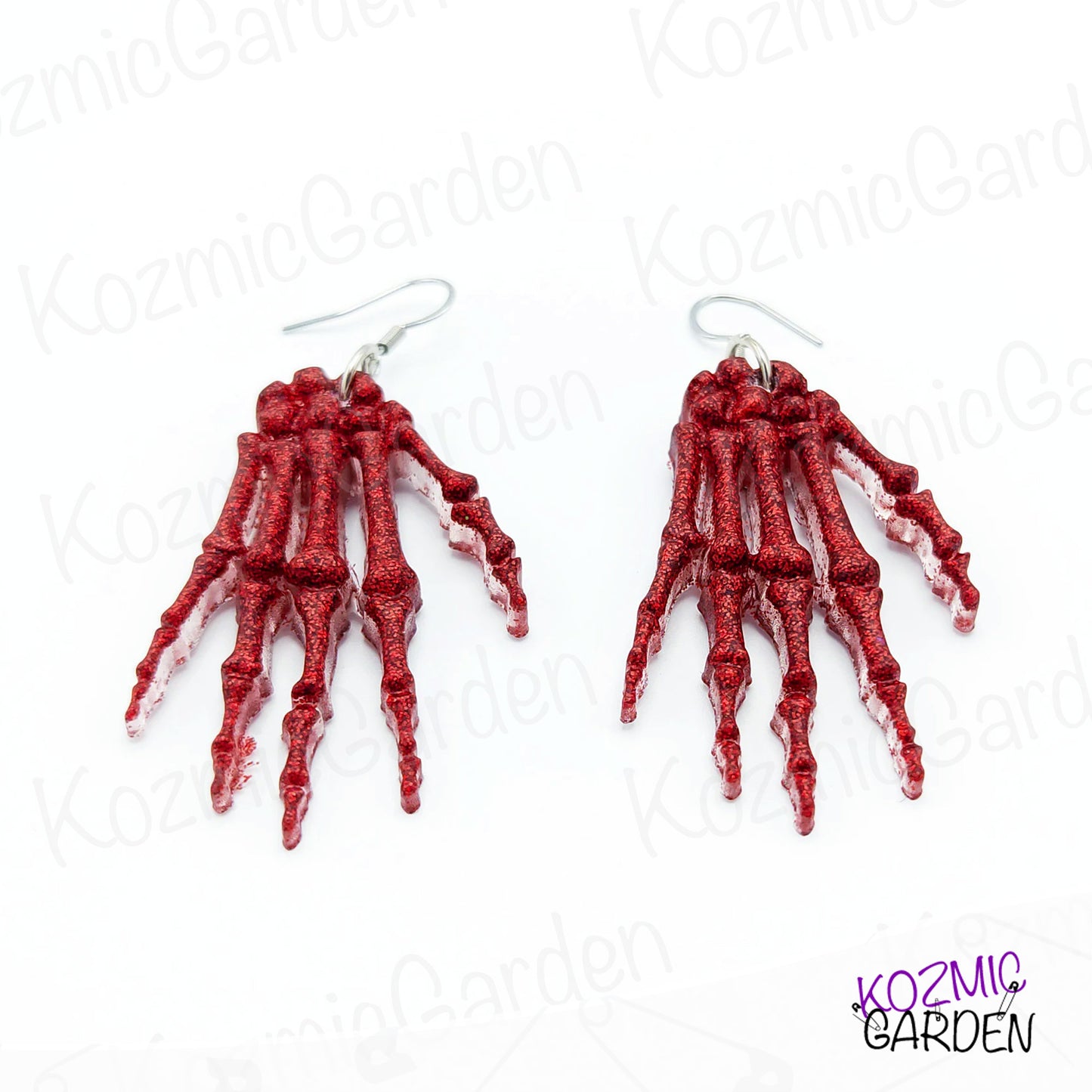 RED GLITTER SKELETON HANDS | Spook up your style!