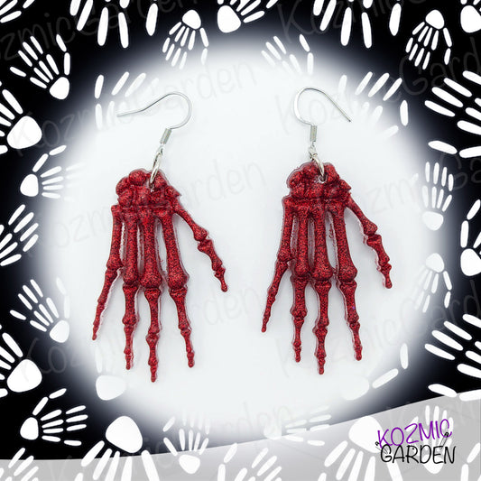 RED GLITTER SKELETON HANDS | Spook up your style!