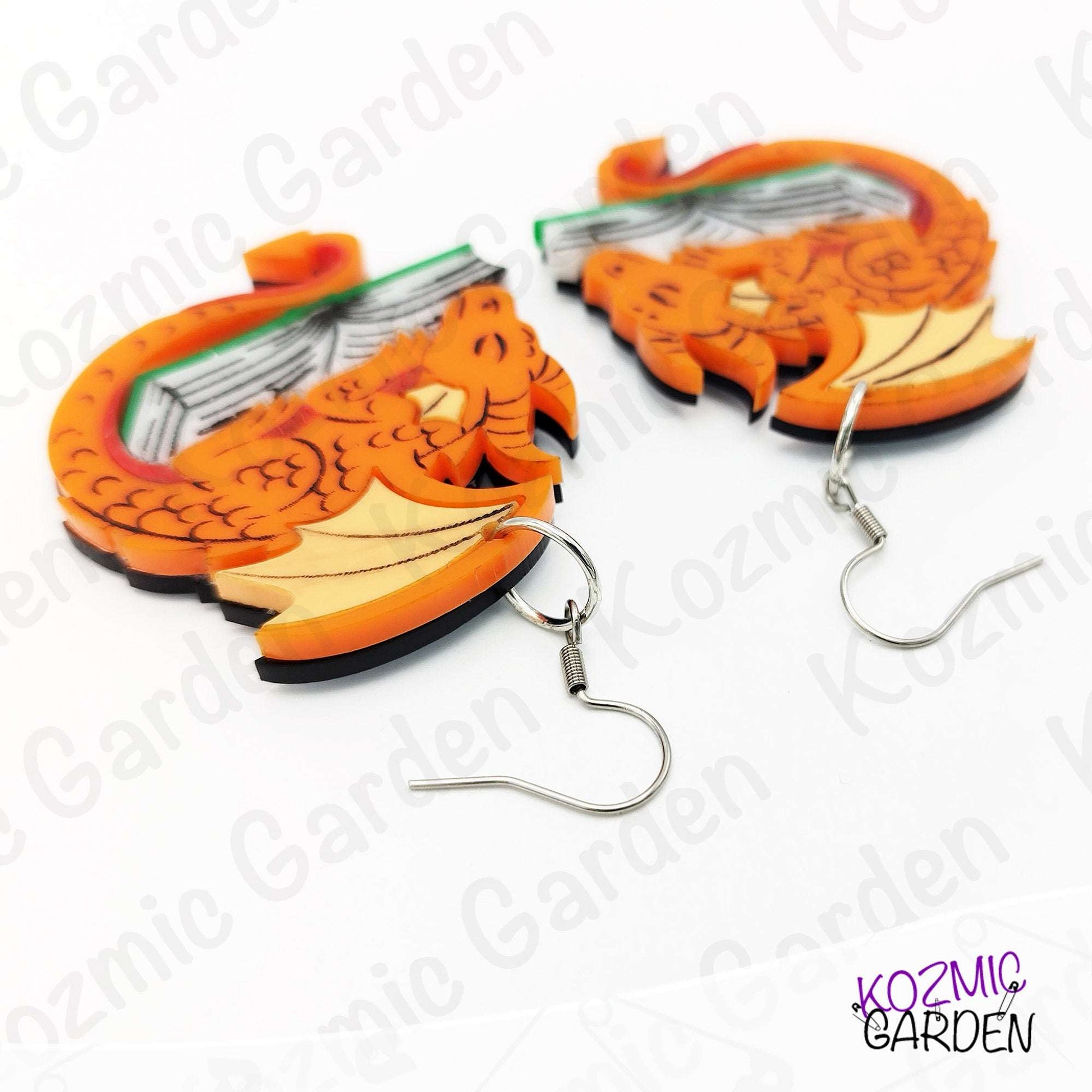 Dragon Sleeping on a Book Earrings – For Bookworms & Daydreamers