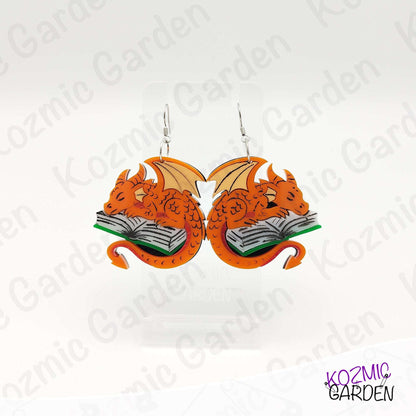 Dragon Sleeping on a Book Earrings – For Bookworms & Daydreamers