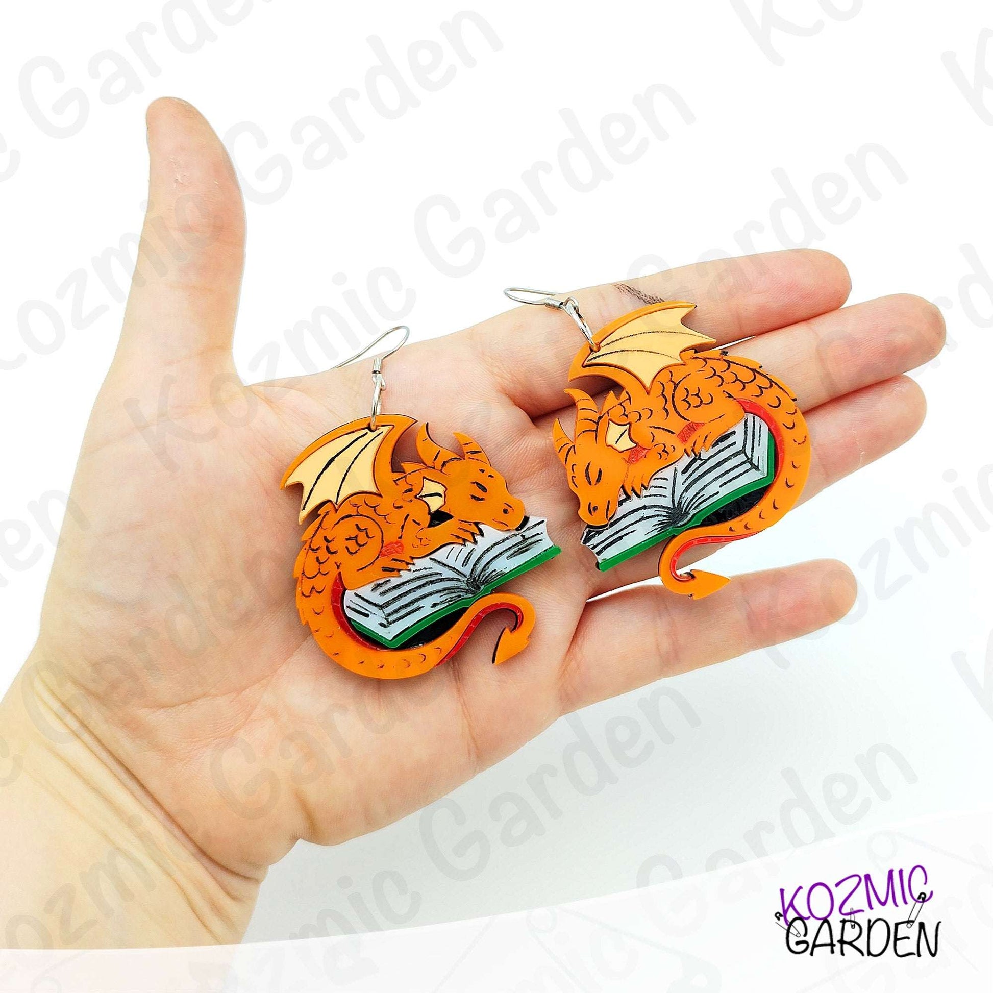 Dragon Sleeping on a Book Earrings – For Bookworms & Daydreamers