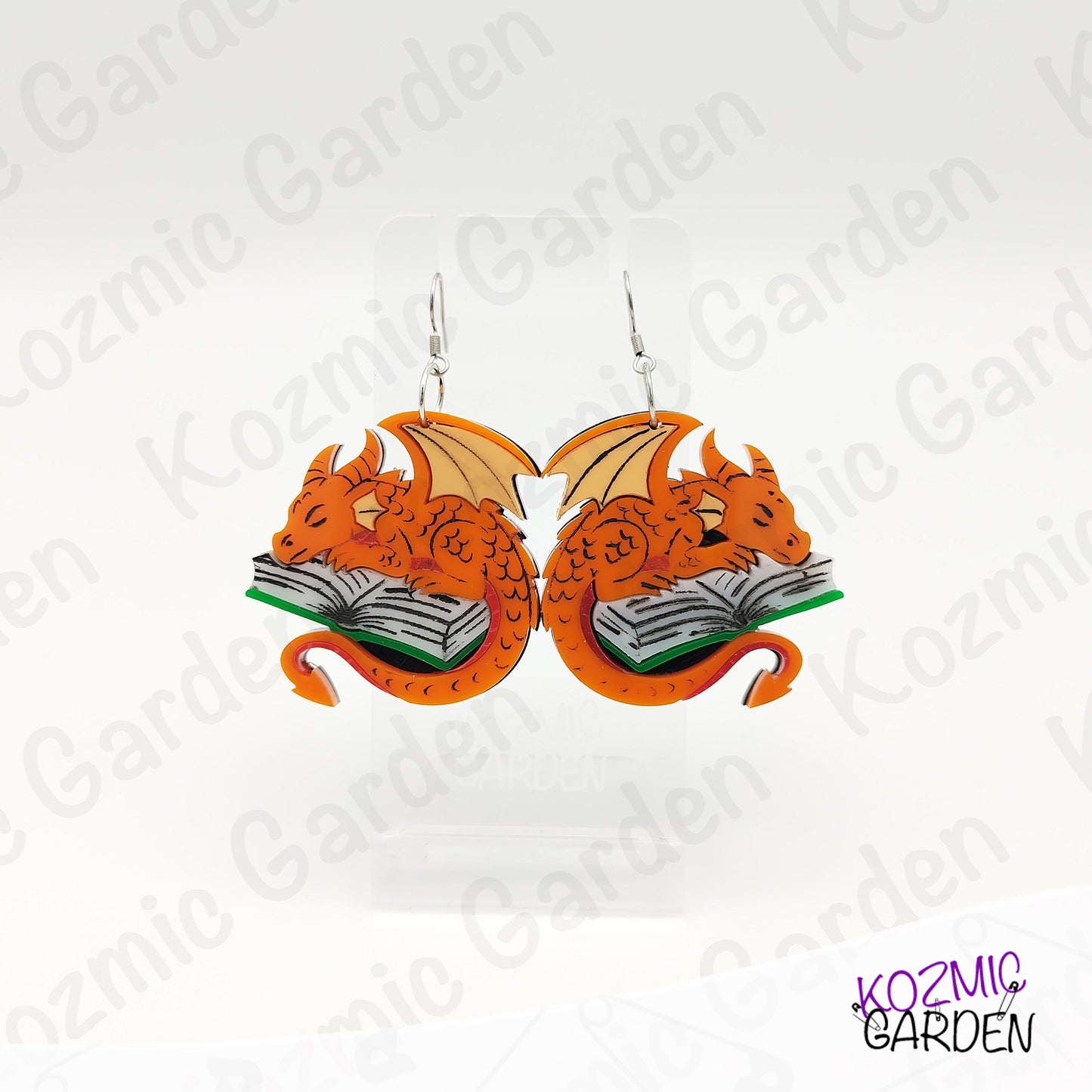 Dragon Sleeping on a Book Earrings – For Bookworms & Daydreamers