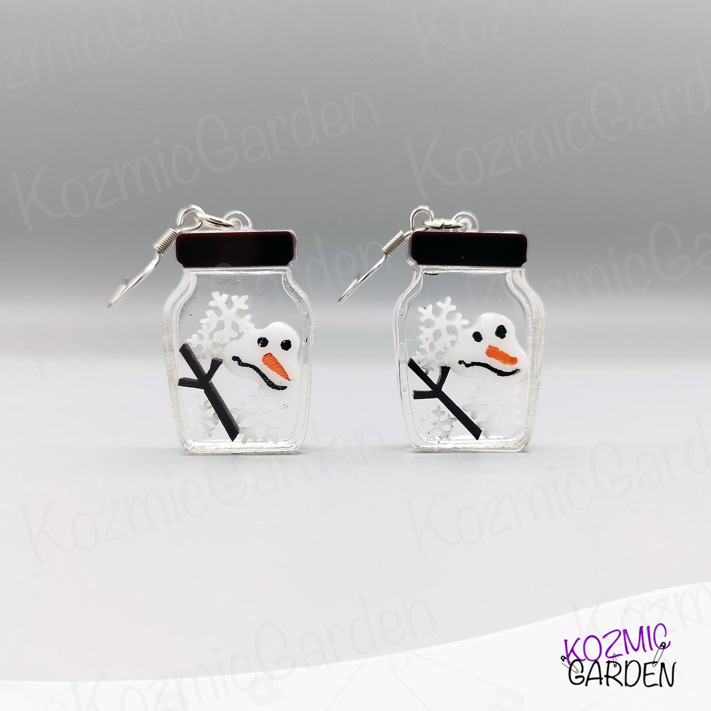 Melted Snowman in a Jar Shaker Earrings / Pendant – Fun Winter Jewelry