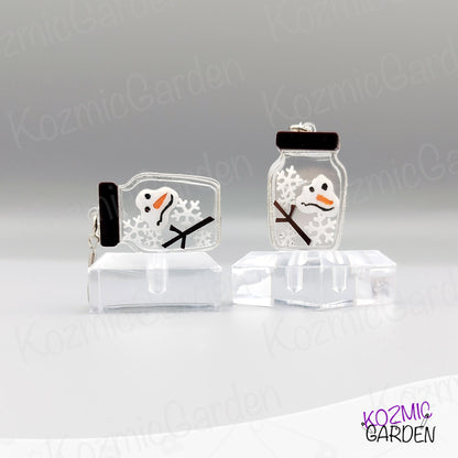 Melted Snowman in a Jar Shaker Earrings / Pendant – Fun Winter Jewelry