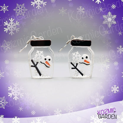 Melted Snowman in a Jar Shaker Earrings / Pendant – Fun Winter Jewelry